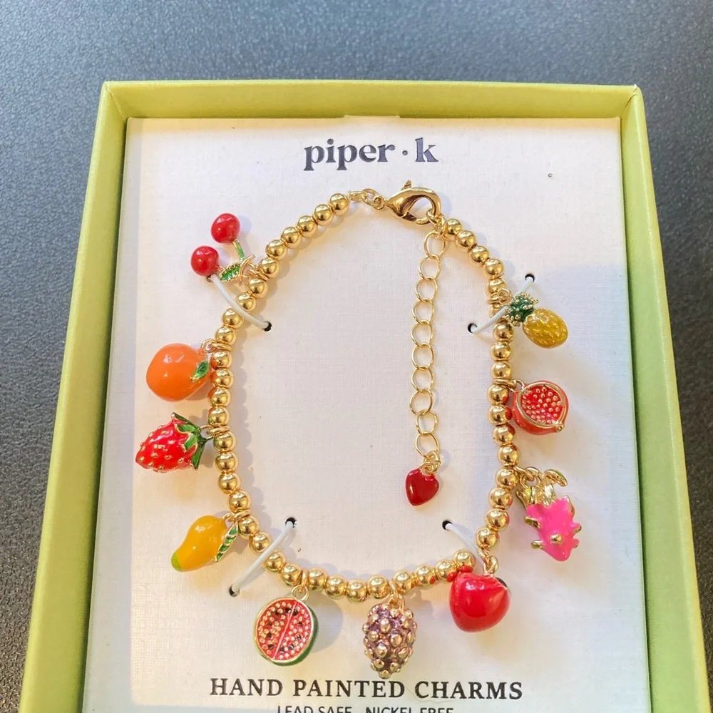 Piper K fruit charm bracelet viral summer tropical cherry strawberry - Picture 6 of 11